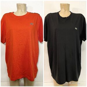 (2) Lacoste Tee Shirt XXL 2XL 48" Red Black Logo Short Sleeve Casual Athletic